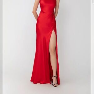 Elegant Red Satin Prom Dress